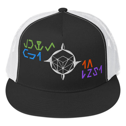 TFI fLtD Sci-Fi Brand Hat Black and White Mockup