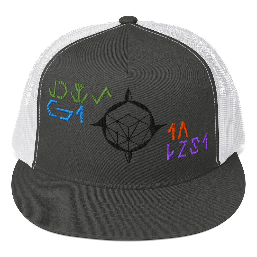 TFI fLtD Sci-Fi Brand Hat Charcoal and White Mockup